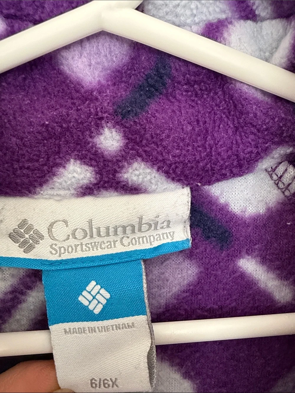 Columbia Girls Geometric Purple Patterned Full Zip Fleece Jacket Size 6